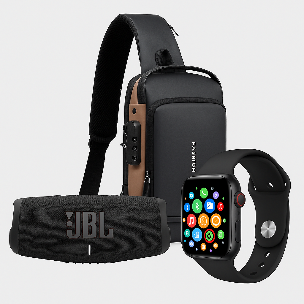 BOLSO ANTIROBO+BAFLE CHARGE 5+RELOJ T500